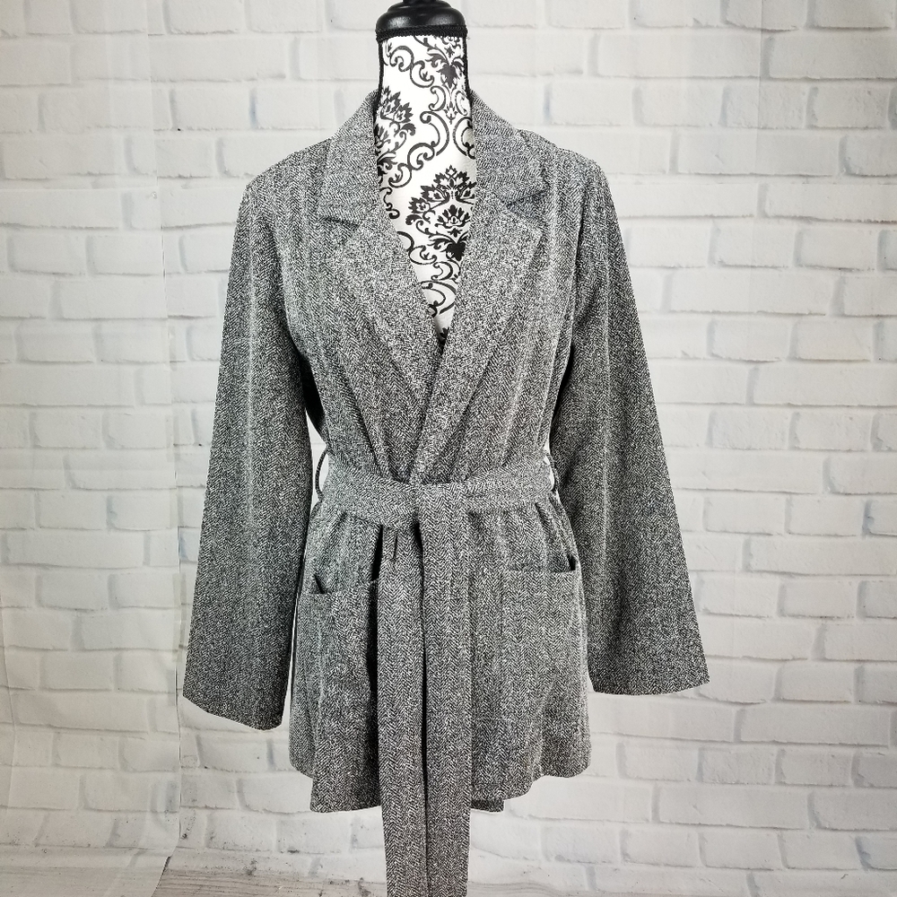 Primark tie front long sleeve jacket sz 8 pockets